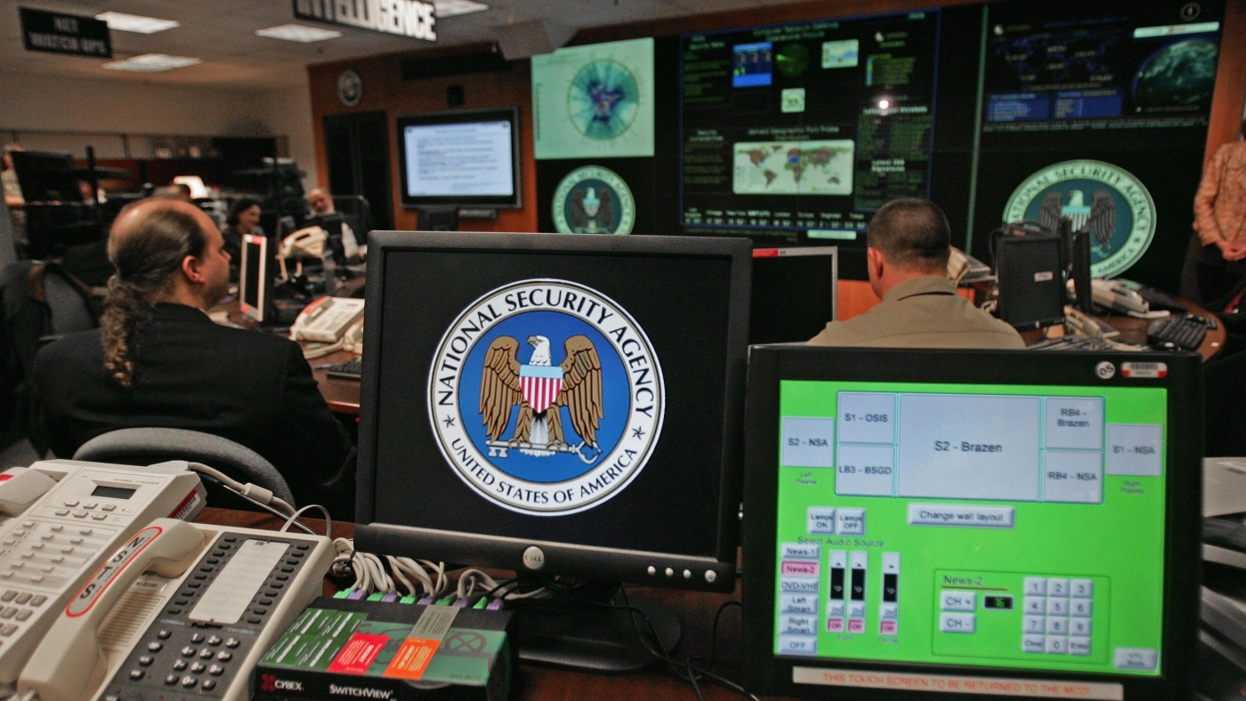 A computer workstation bears the Nationa